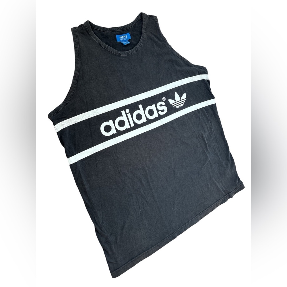 Vintage Adidas streetwear Black Sleeveless Tank trefoil men's XLG size